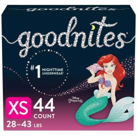 Goodnites Girls' Nighttime Bedwetting Underwear Size XS, 44 Count