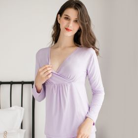 Pregnant Woman BreastFeeding Suit (Option: Purple-XXL)