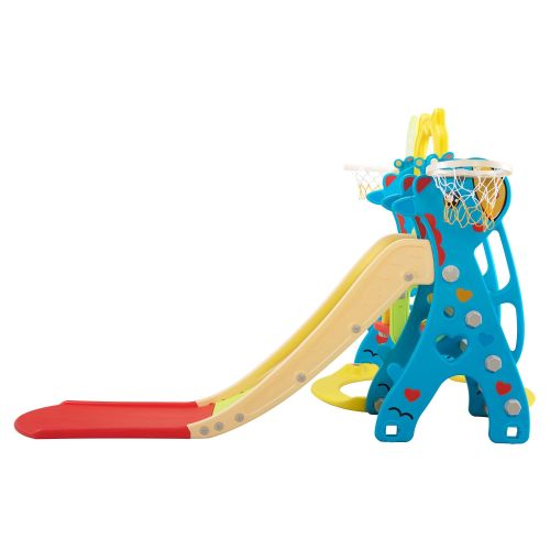 5 in 1 Slide and Swing Playing Set, Toddler Extra-Long Slide with 2 Basketball Hoops, Football, Ringtoss, Indoor Outdoor XH 5 in 1 Slide and Swing Playing Set, Toddler Extra-Long Slide with 2 Basketball Hoops, Football, Ringtoss, Indoor Outdoor XH